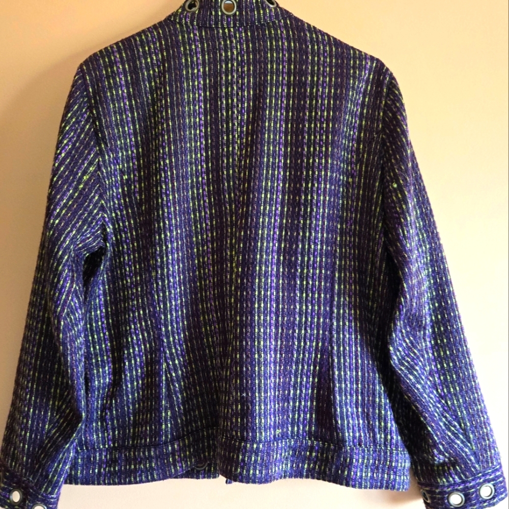 Multiples Grommet Accent Metallic Open Jacket, XL (PTP=22") - Picture 4 of 4